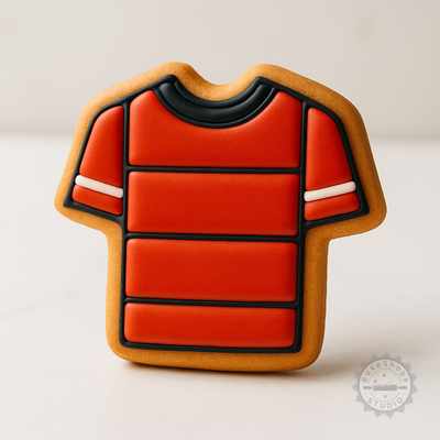 Decorated example 1 of Soccer Jersey Kit, Football Shirt Set, S/M/L Sizes, 6-Piece Cookie Cutter & Stamp Collection