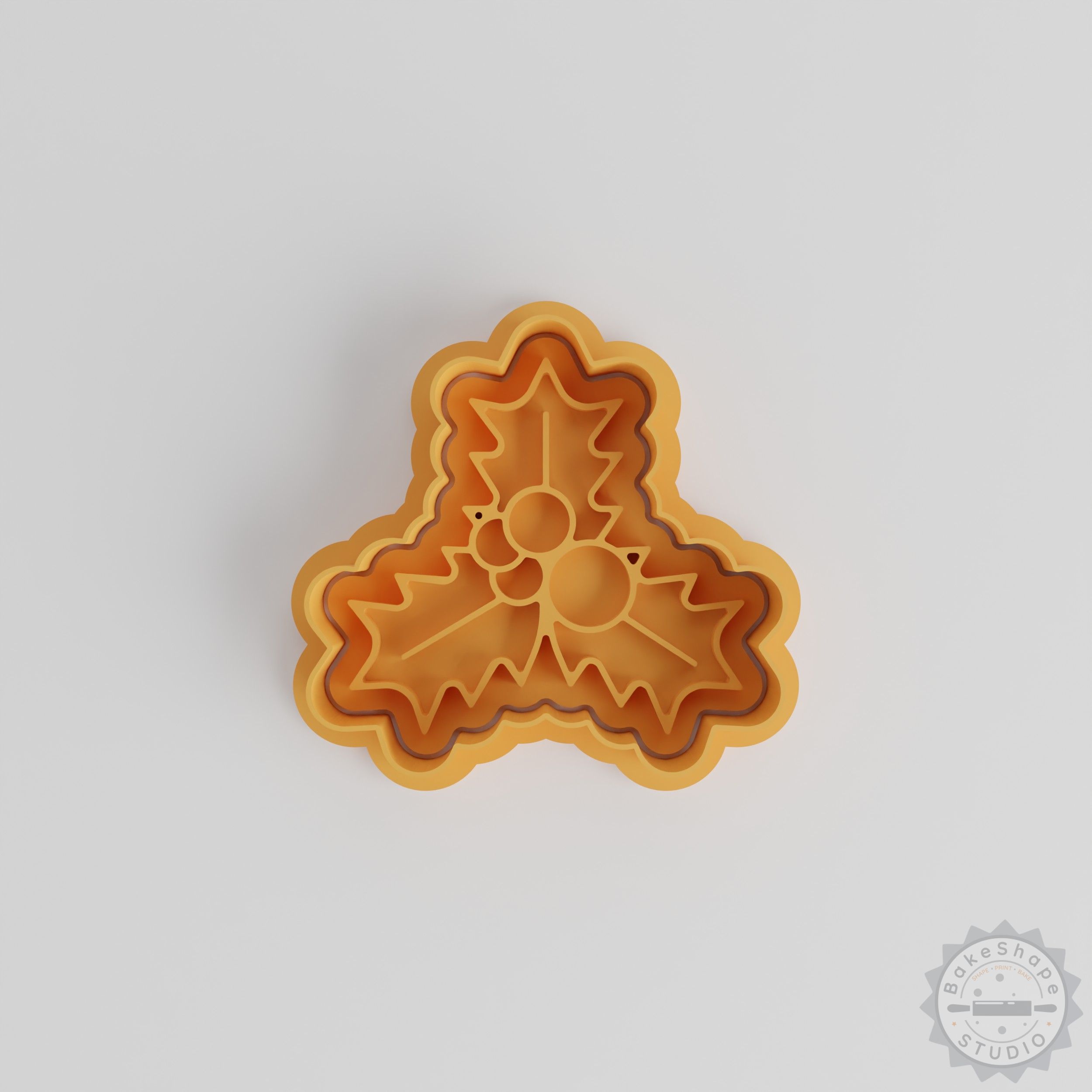 Mistletoe Cookie Cutter & Stamp Set, Holiday Greenery, 6 Piece Christmas Baking Decoration