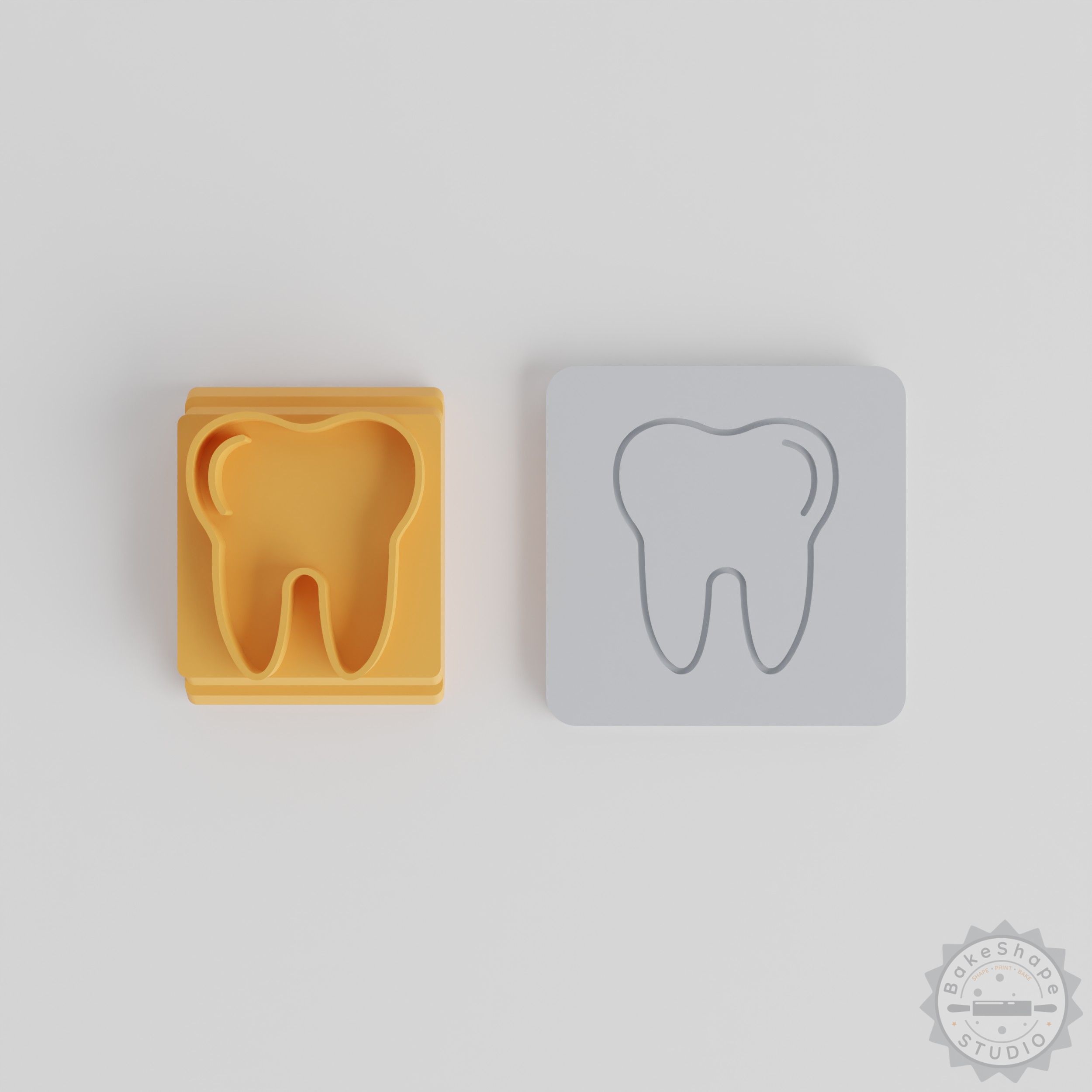 Stamp Tile Tooth 5-Piece Set, Perfect for Clay, Cookies, Fondant, Dental Motif Sizes 20-40mm