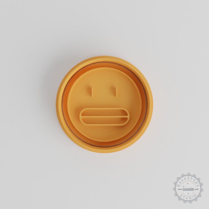 Grimacing Emoji Cookie Cutter Set, 6-Piece Fondant Stamp Bundle with S/M/L Sizes for Nervous Face Designs