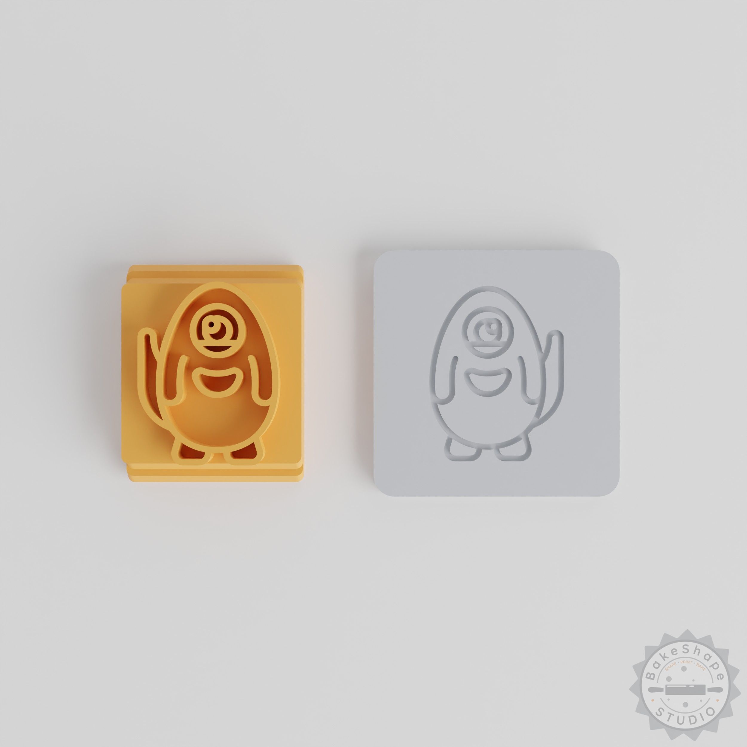 Egg Shape Monster Stamp Set, 5 Motif Sizes for Clay, Cookie, Fondant Crafting