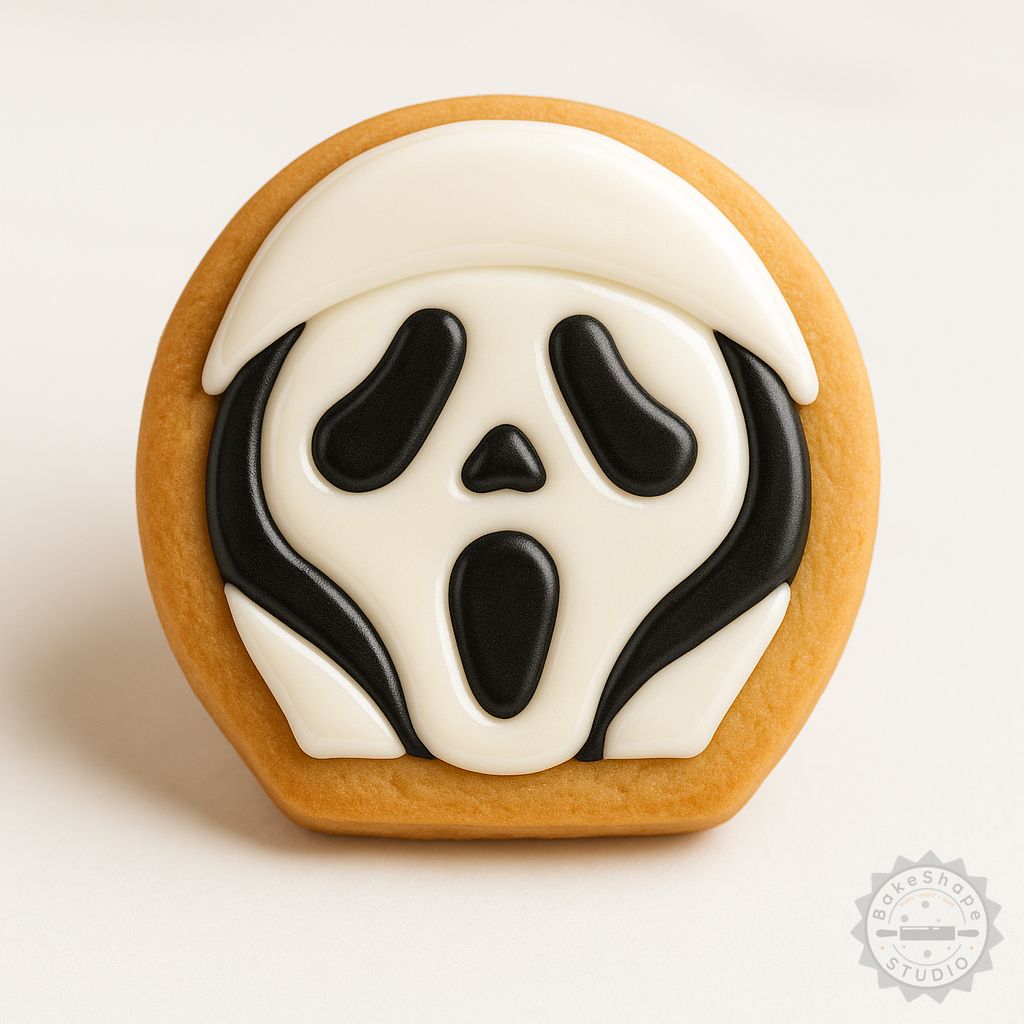 Scream cookie cutter and ghost face fondant stamp STL set for Halloween 3D printing