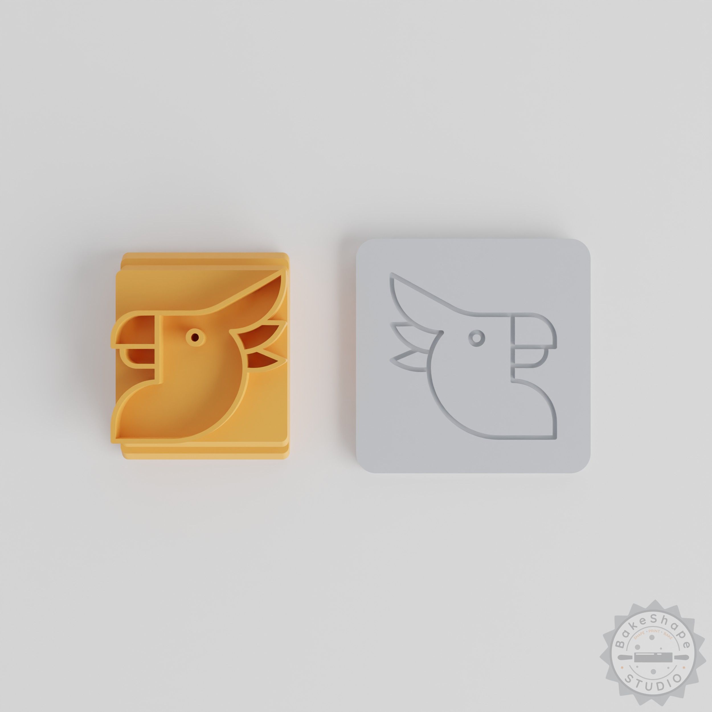 Cockatoo Stamp Tile Set, 5 Adjustable Motif Sizes for Clay, Cookies, Fondant, Exotic Parrot Design