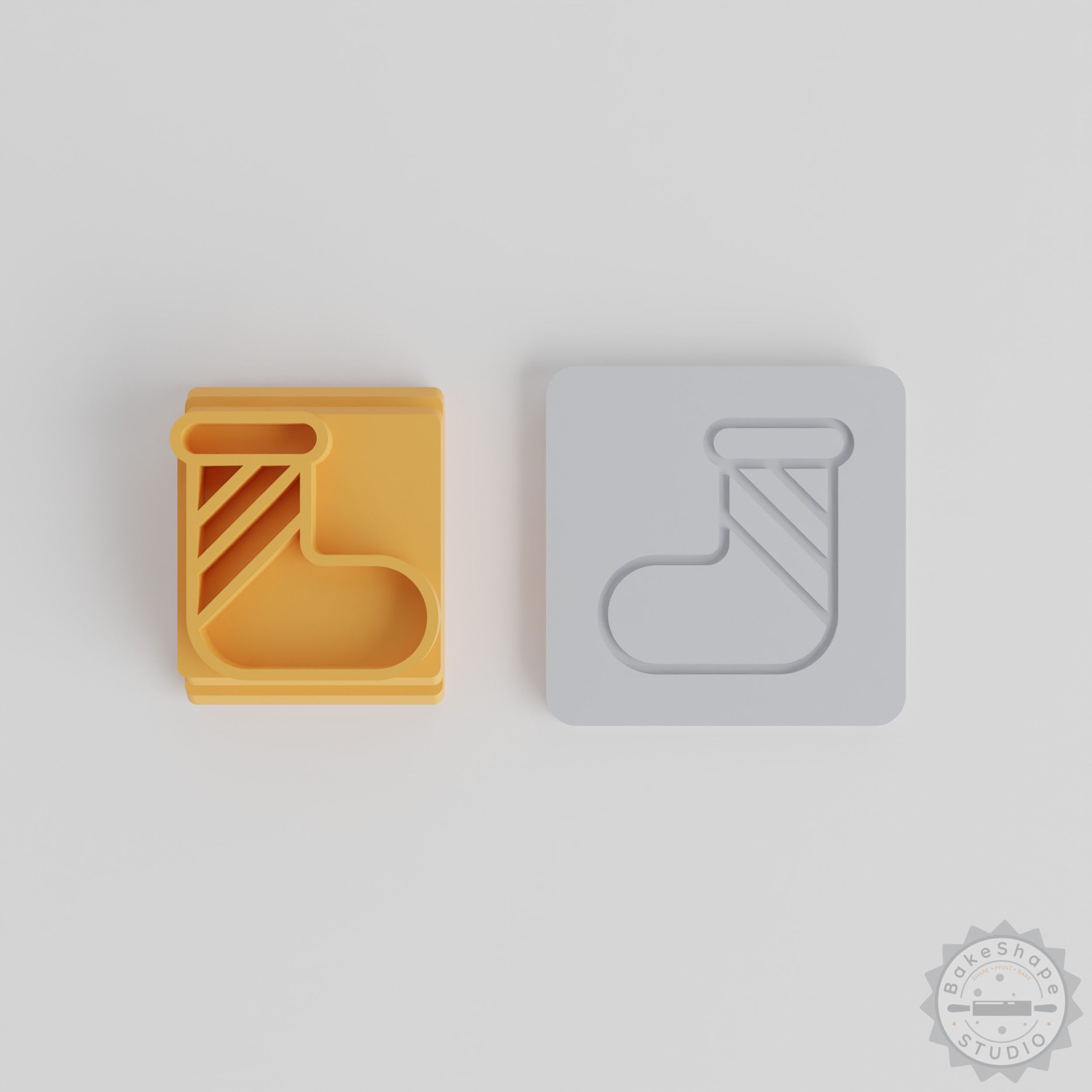 Christmas Stocking Stamp Tile Set, Festive Holiday Cookie Clay Fondant Craft Molds, 5 Sizes