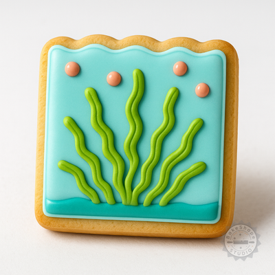 Decorated example 1 of Seaweed Shape Cutter and Stamp Set, Perfect for Cookies & Fondant, Includes 6 Pieces in S/M/L Sizes