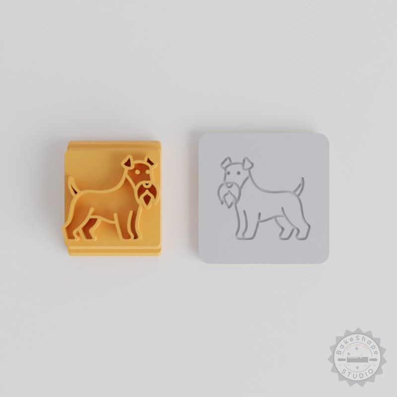 Miniature Schnauzer Stamp Tile Set, 5 Sizes for Clay, Cookies, Fondant