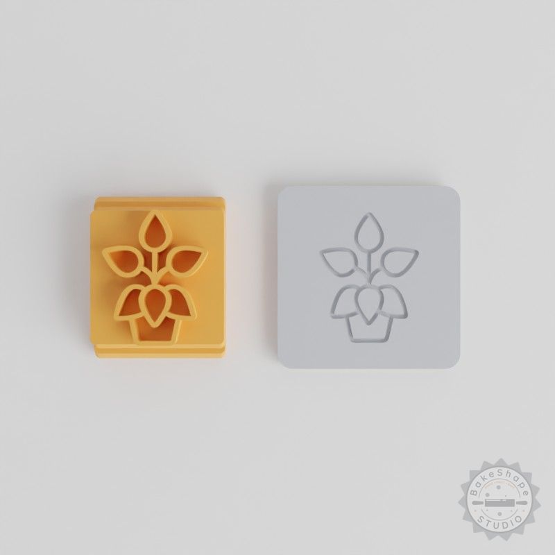 Peperomia Stamp Tile Set, 5 Sizes for Clay & Cookies, Potted Plant Motif, 20-40mm, Ideal for Fondant and Soft Materials