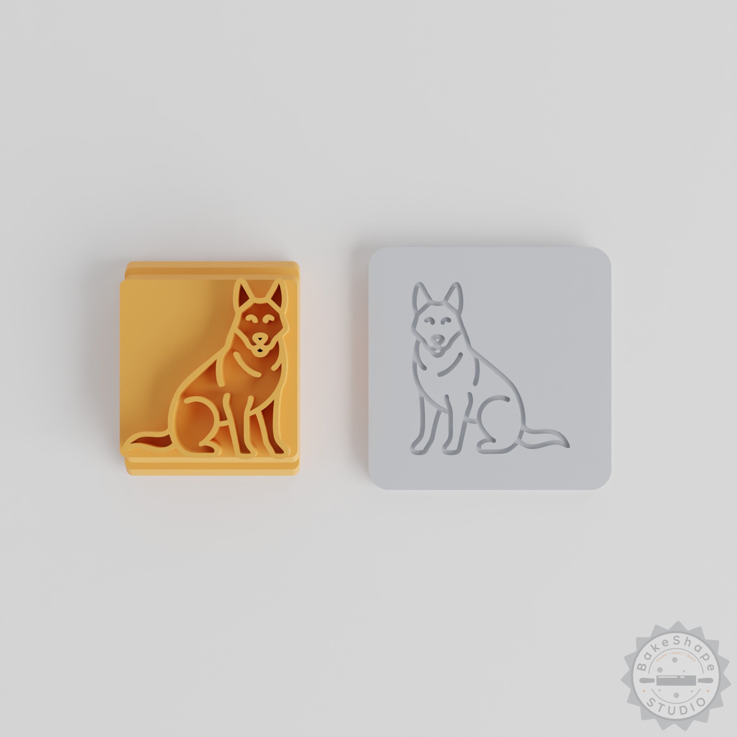 German Shepherd Stamp Tile Set, 5 Motif Sizes for Clay, Cookies, Fondant, Perfect Dog Lover Gift