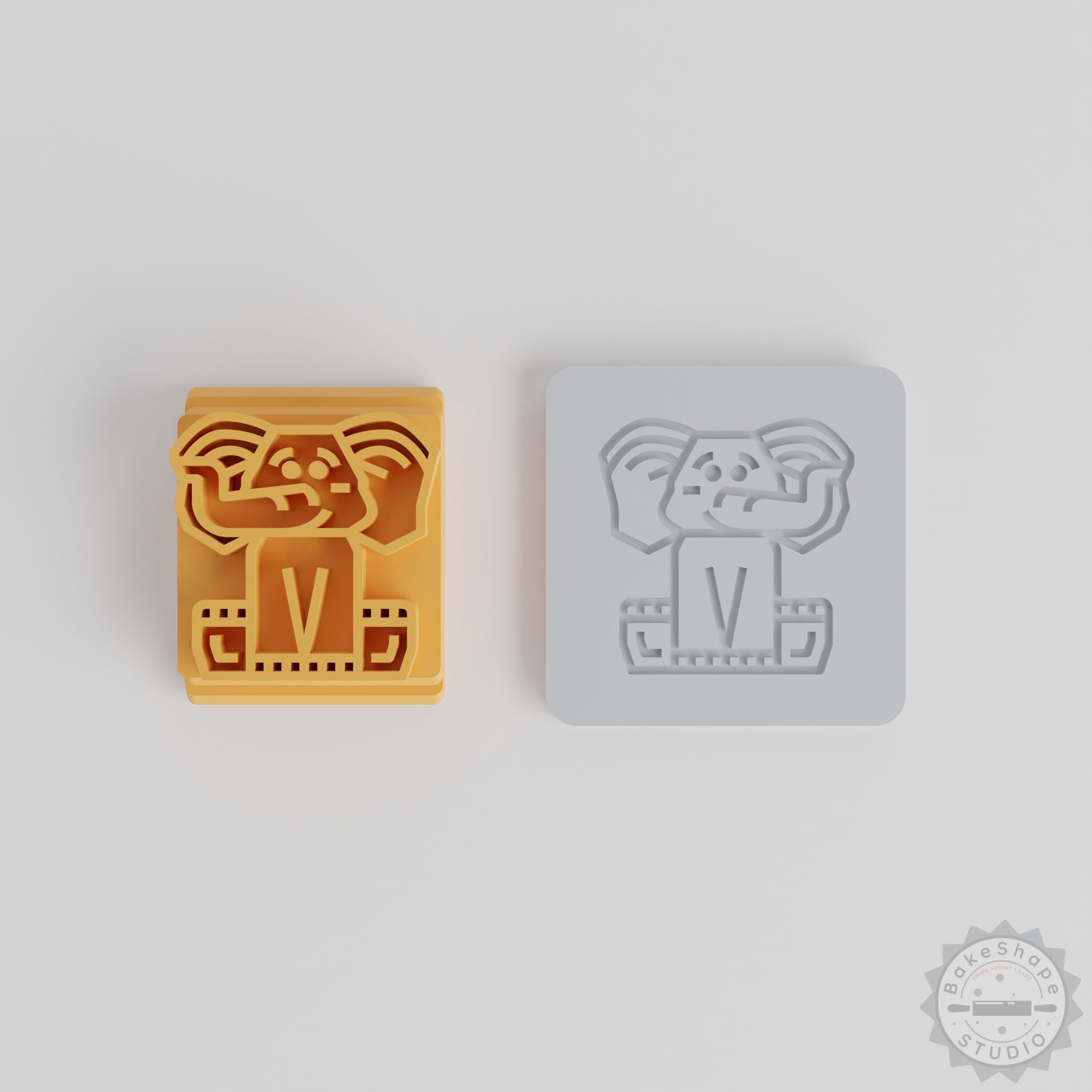 Elephant Stamp Tile Set, 5 Sizes, Wildlife Design, Perfect for Clay, Cookie and Fondant Crafting