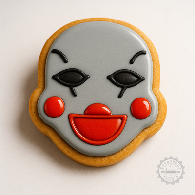 Decorated example 1 of Mangol Halloween Shape Cutter Stamp Set, Spooky Face Cookie Fondant Set, 6-Piece S/M/L Sizes