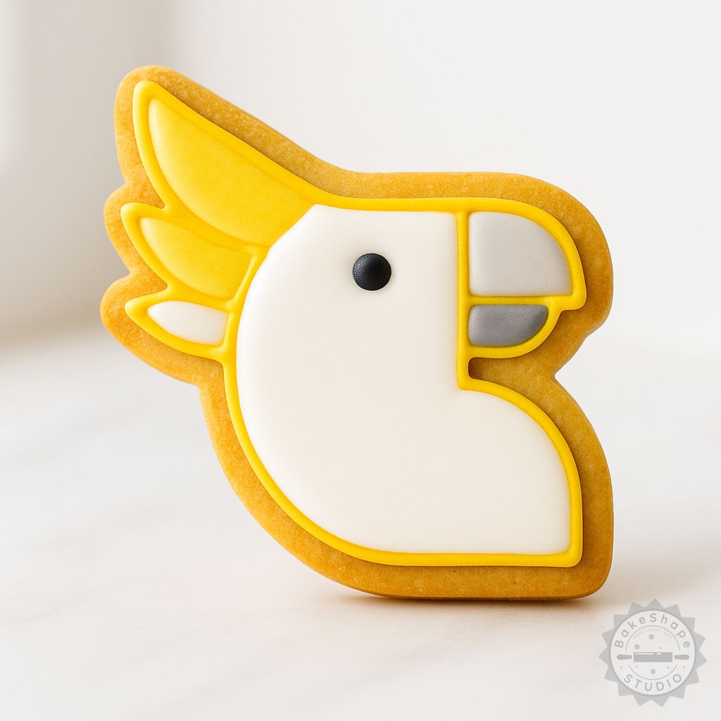 Cockatoo cookie cutter set and bird shape stamps STL for 3D printing in small, medium, and large sizes