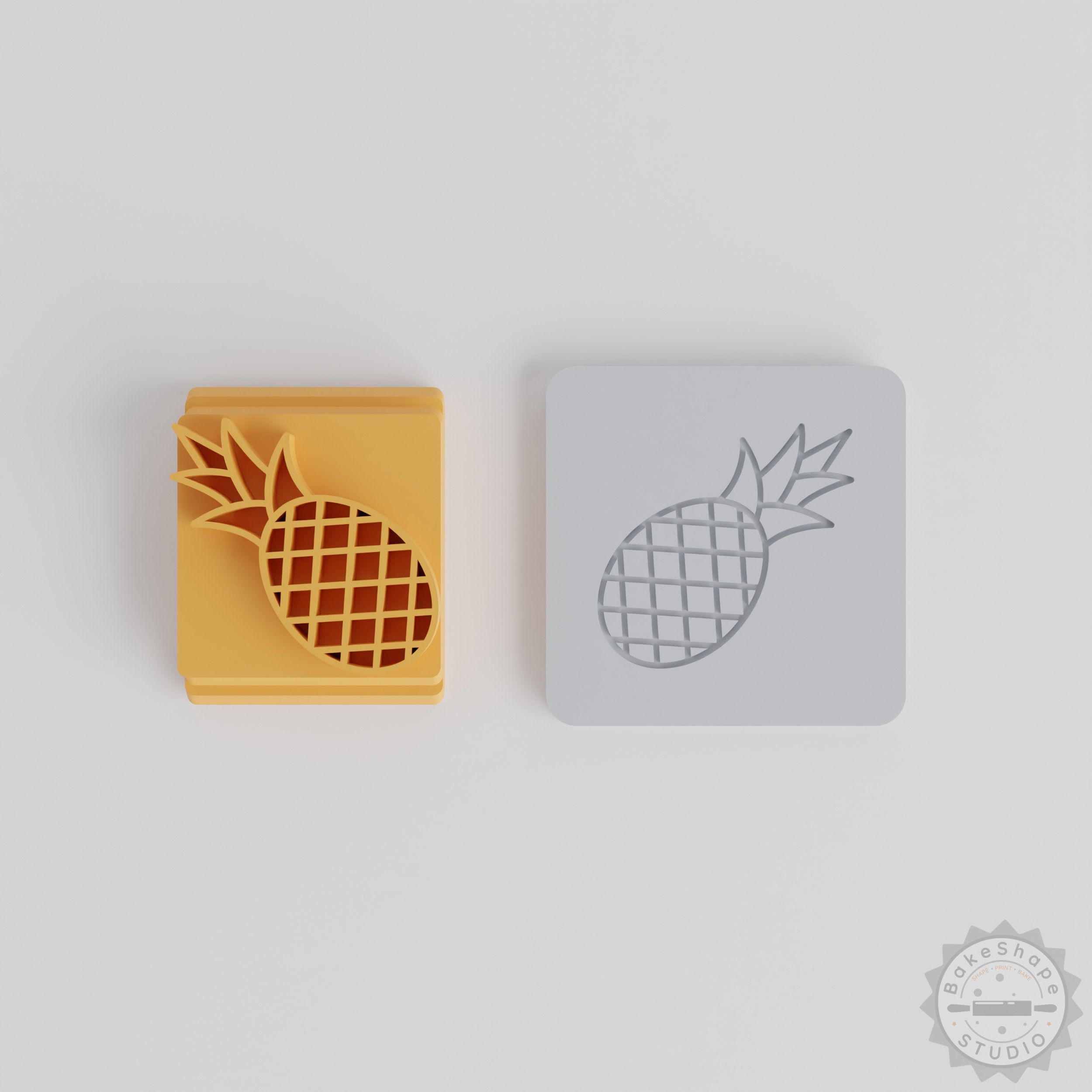 Garden Fresh Pineapple Fruit Stamp Tile Set, Multi-Size 5-Piece for Clay, Cookies & Fondant