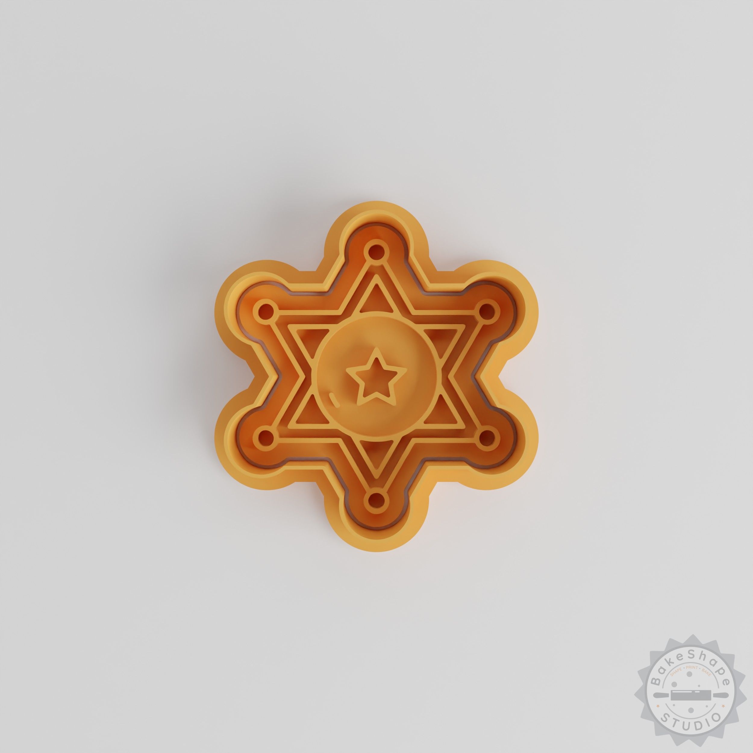 Sheriff Badge Cookie Cutter & Stamp Set, Cowboy Law Emblem Designs, Fondant Decoration, 6-Piece, 3 Sizes