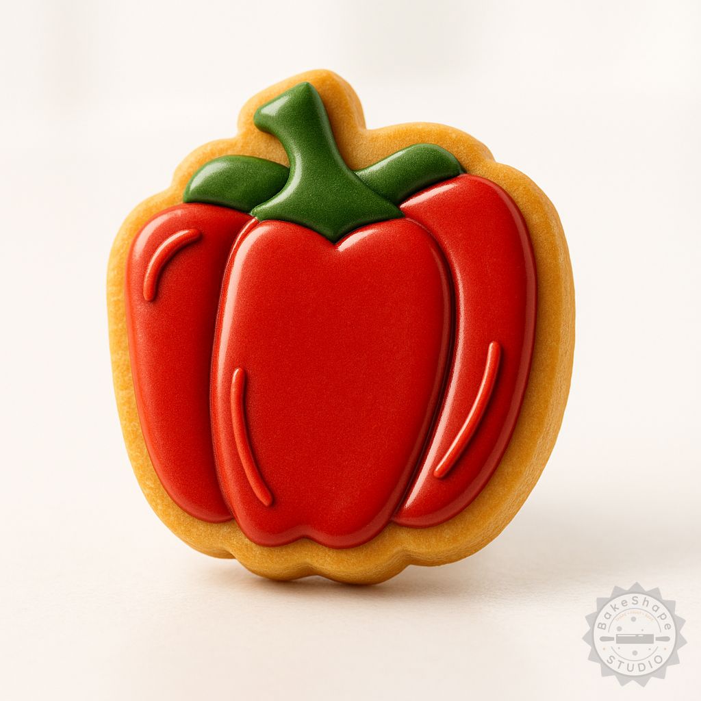 Paprika cookie cutter and stamp set STL files for 3D printing detailed vegetable shapes