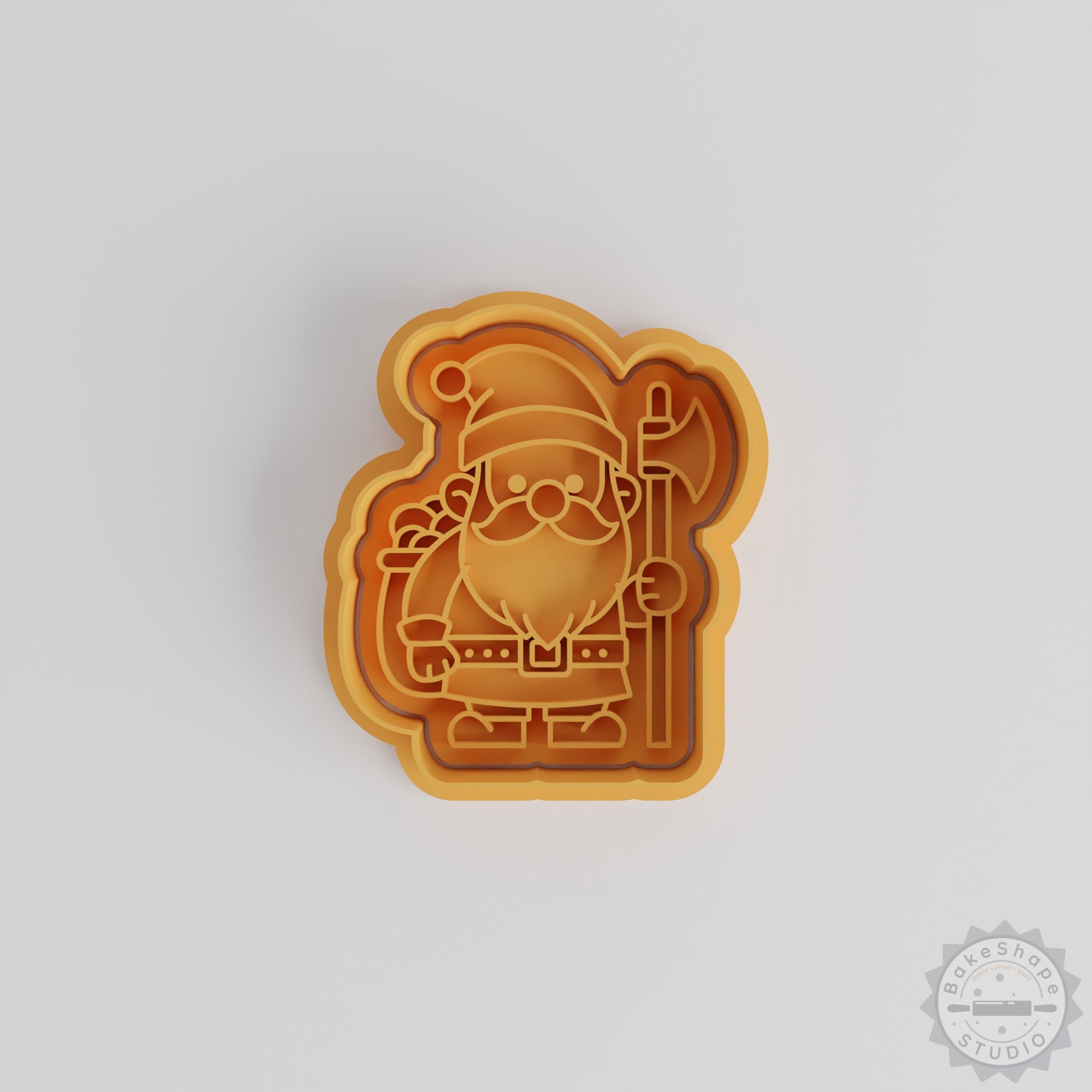 Dwarf Shape Cutter and Stamp Set, Cookie and Fondant Decor, 6-Piece Fantasy Beard Axe Warrior Design