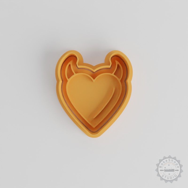 Devil Heart Cookie Cutter & Stamp Set, 6-Piece Bundle for Cookies & Fondant, Includes S/M/L Sizes