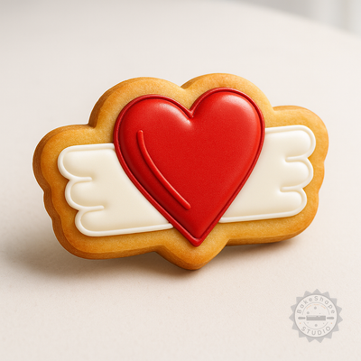 Decorated example 1 of Love Badge Cookie & Fondant Cutter Set, Heart Stamp Tools, 6 Pcs, S/M/L Sizes
