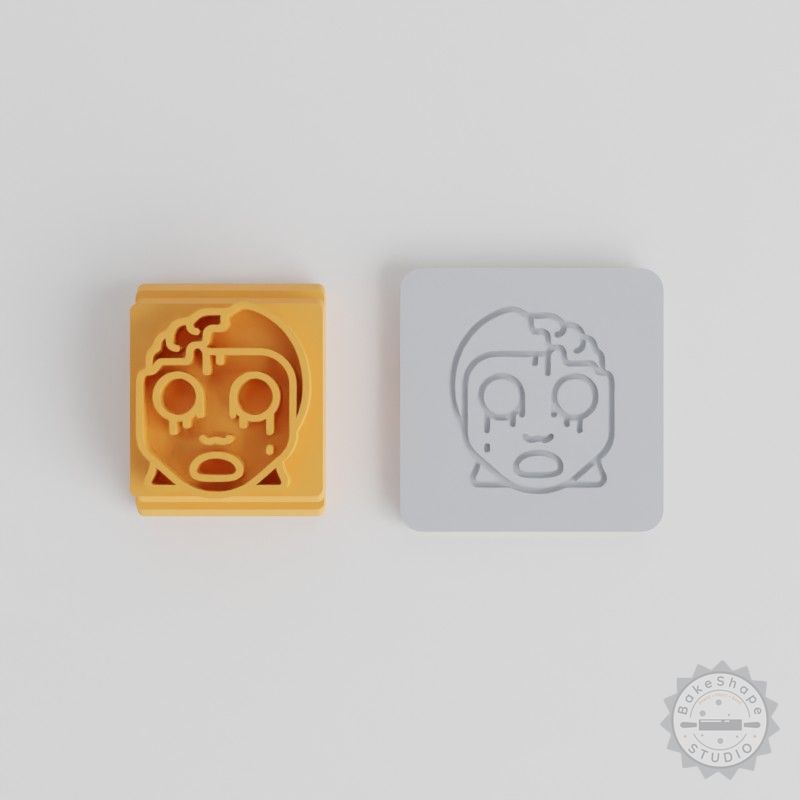 Zombie Girl Stamp Tile Set, 5 Sizes, Perfect for Clay, Cookies, Fondant, Halloween Horror Face Designs