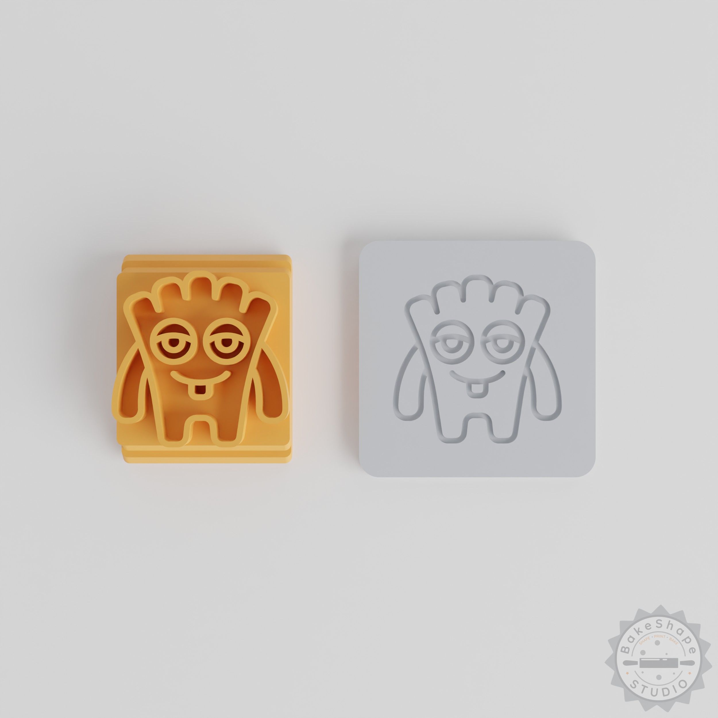 French Fry Monster Stamp Set, 5-Piece Clay Cookie Fondant Soft Material Mold