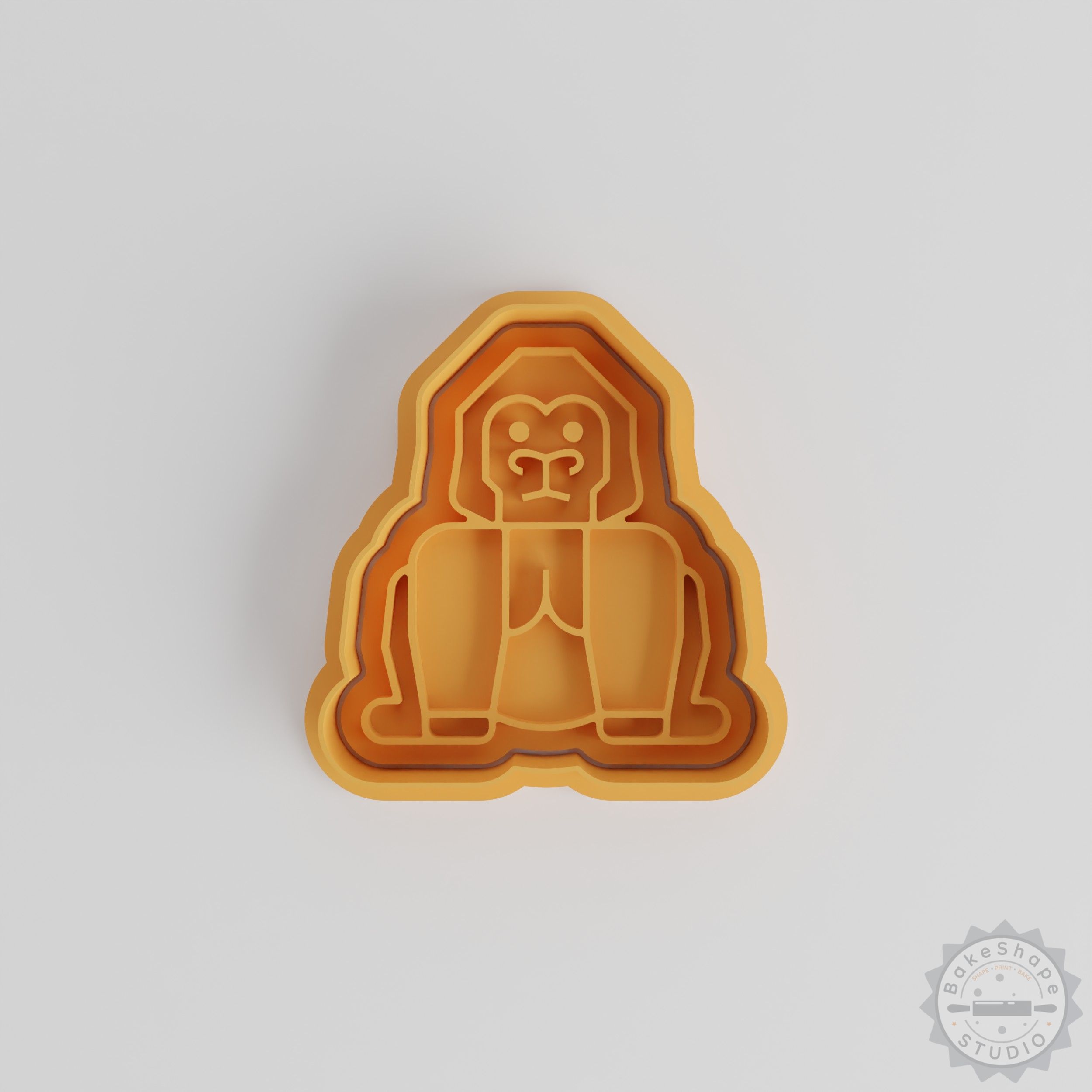 Gorilla Shape Cookie Cutter & Stamp Set, Wildlife Fondant Tools, 6-Piece Animal Baking Collection