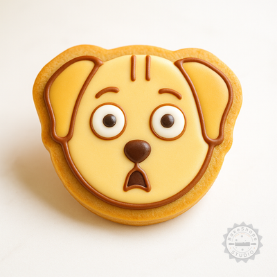 Decorated example 1 of Shocked Dog Shape Cutter and Stamp Set, Cookie and Fondant Molds, 6-Piece, S/M/L