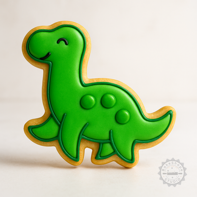 Decorated example 1 of Dinosaur Cookie Cutter Set, Stamp Plesiosaur Shape, Perfect for Fondant, 3 Sizes S/M/L