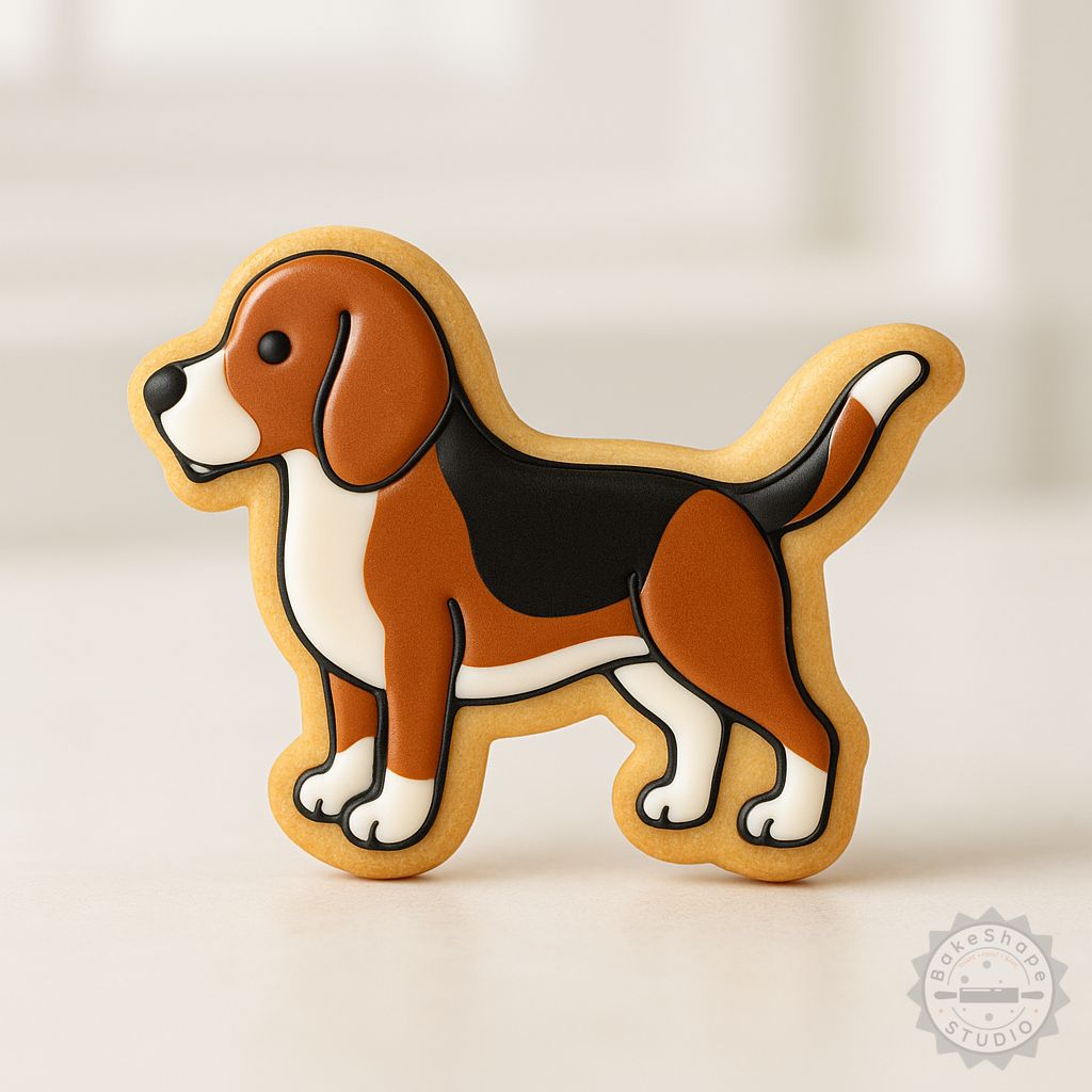Beagle shape cookie cutter and stamp set STL for 3D printing in small, medium, and large sizes