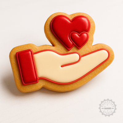 Decorated example 1 of Gift Love 6-Piece Heart Cutter and Stamp Set, Perfect for Cookies and Fondant, S/M/L Sizes