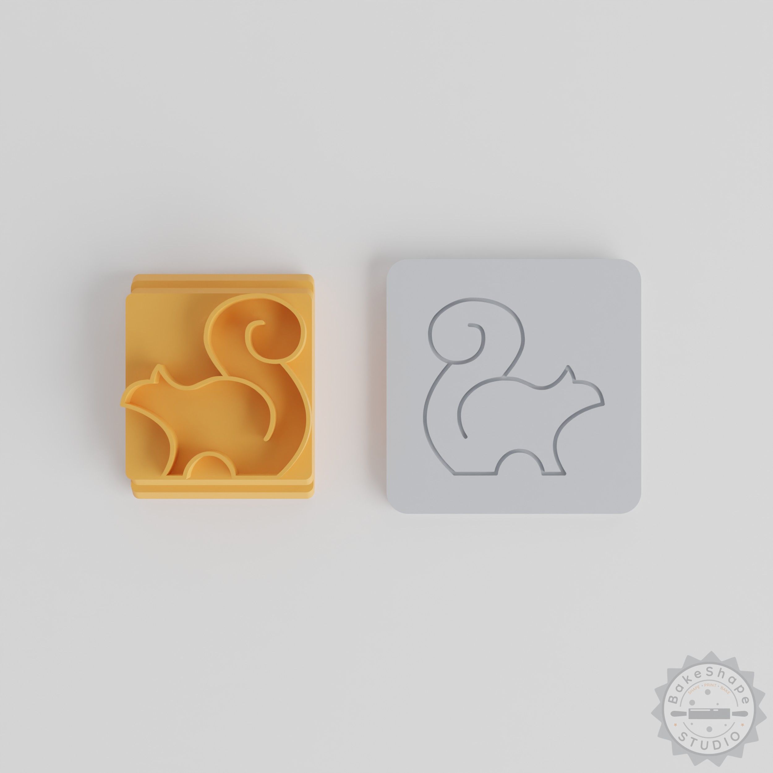 Animal Stamp Tile Set, Squirrel Motifs, 5 Sizes for Clay, Cookies & Fondant