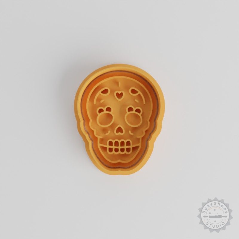 Skull Shape Cutter & Stamp Set, 6 Pieces, Perfect for Cookies & Fondant, Halloween & Day of the Dead