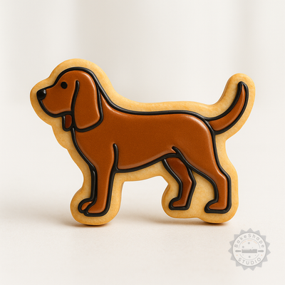 Decorated example 1 of Bloodhound Cookie Cutter and Stamp Set, 6-Piece, Perfect for Cookies and Fondant, S/M/L Animal Tracker Design