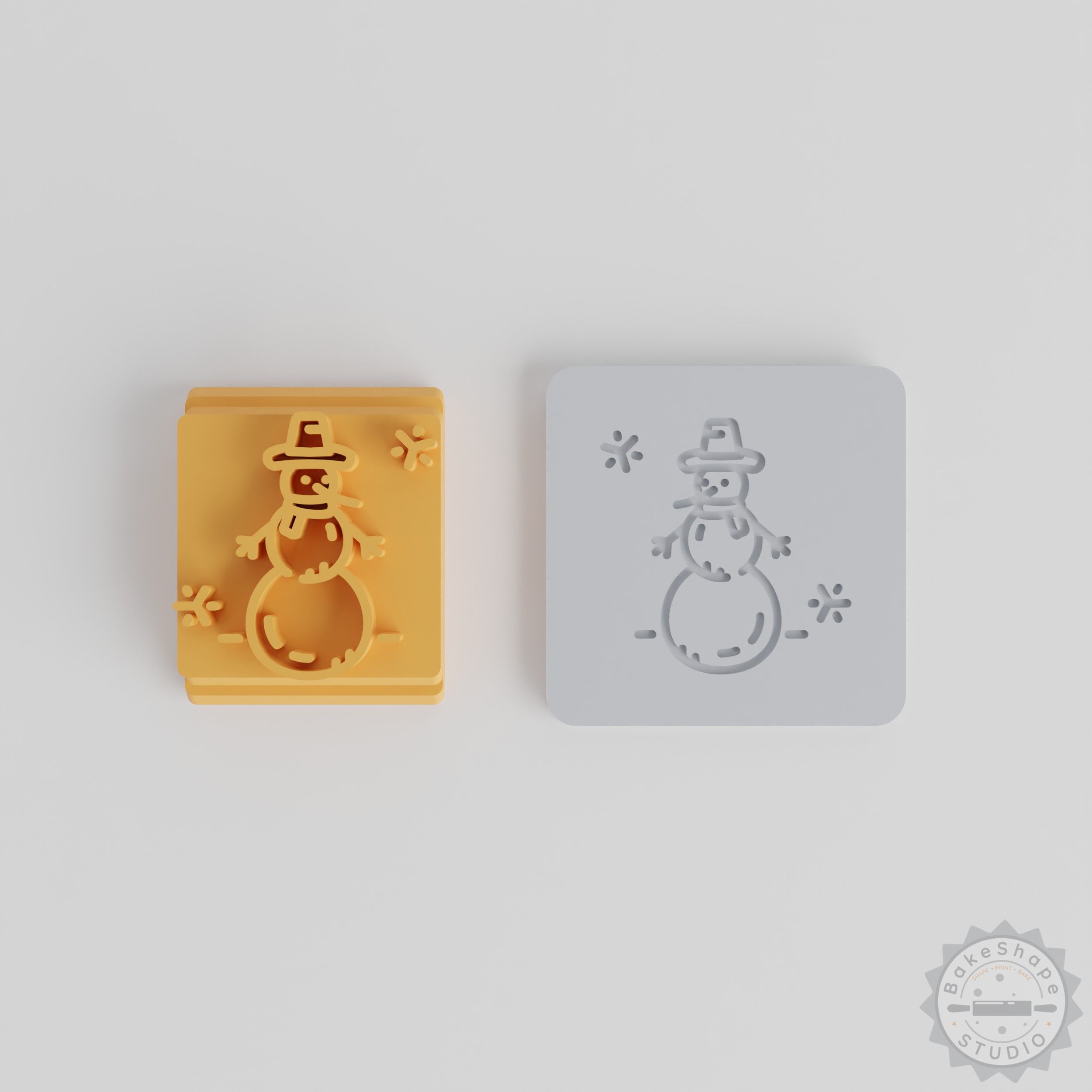 Snowman Stamp Tile Set, 5-Piece, Winter Cookie & Fondant Mold, 5 Sizes, Holiday Craft Tool