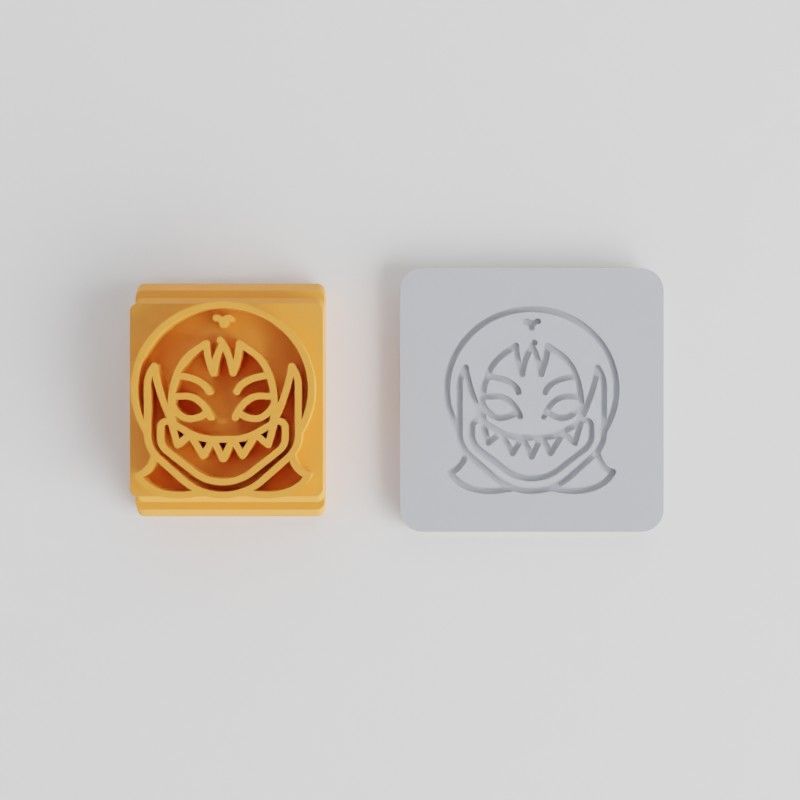 Demon Girl Stamp Tile Set, 5 Sizes, Perfect for Clay, Fondant, Cookies - Halloween Horror Design