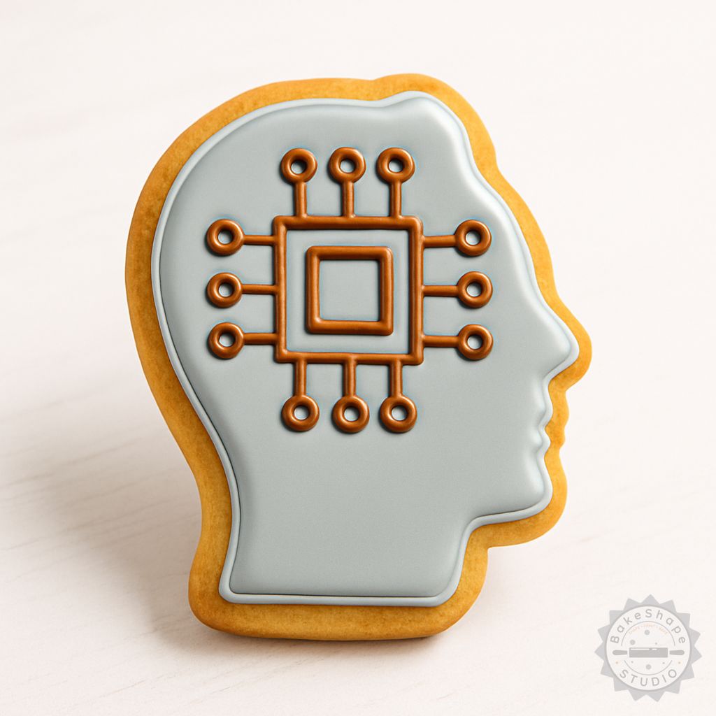 Shape cutter and stamp set cookie cutter STL for 3D printing featuring science and technology motifs