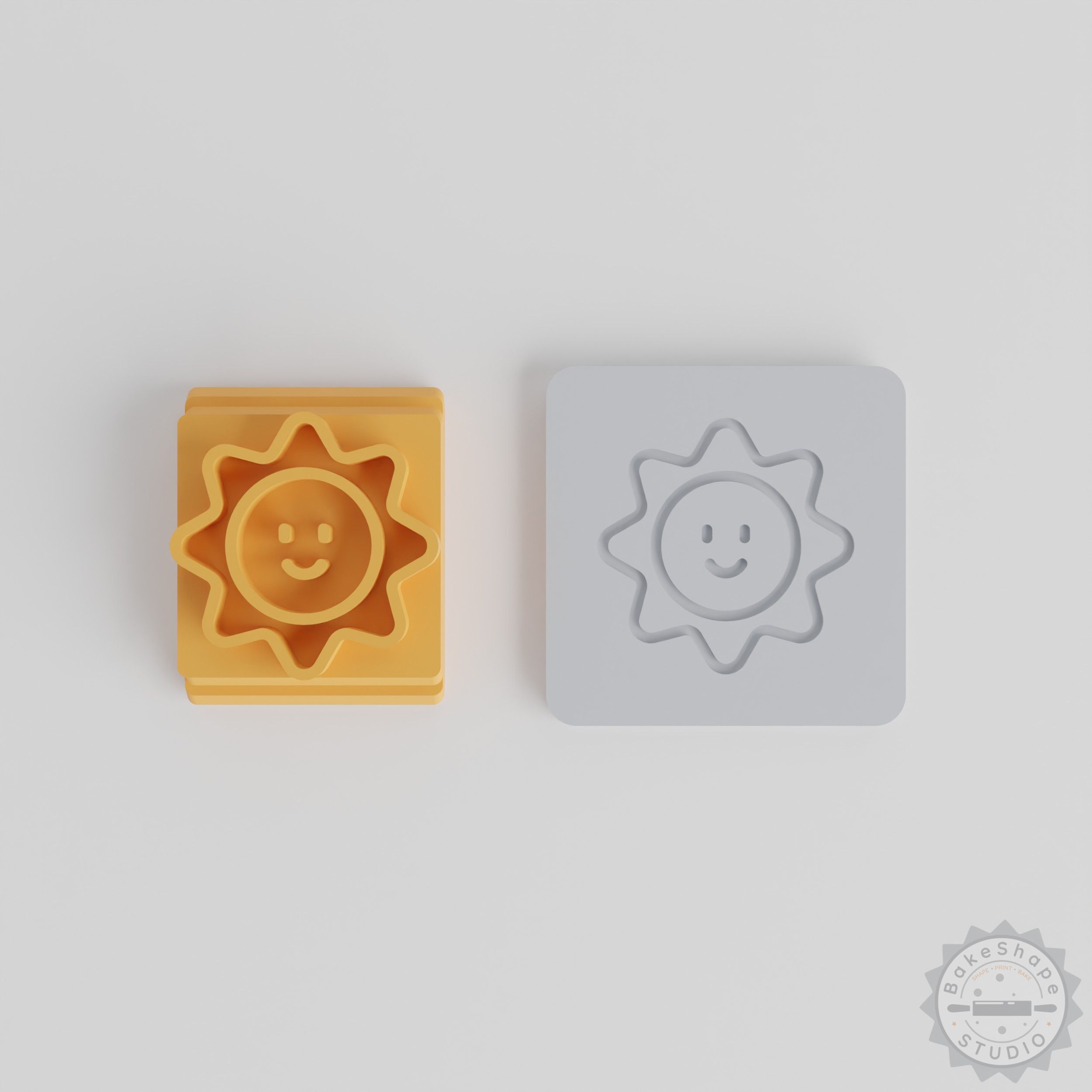 Kawaii Sun Stamp Tile Set, 5 Sizes, Cute Smiley Sun Design for Clay, Cookies, Fondant