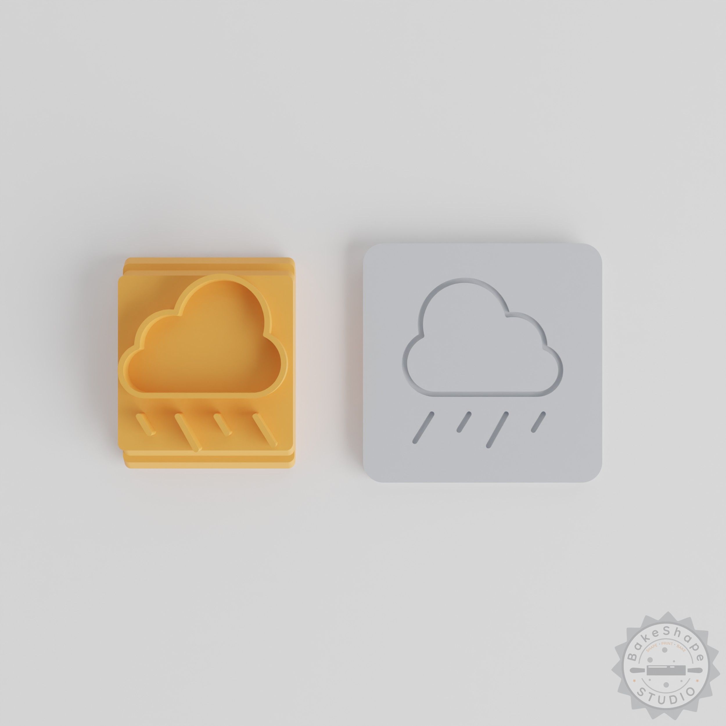 Weather Light Storm Stamp Tile Set, 5-Piece, Cloud and Rain Motif, Perfect for Clay, Cookies, Fondant