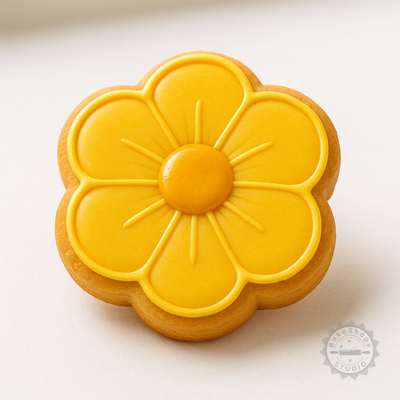 Decorated example 1 of Buttercup Flower Shape Cutter and Stamp Set, 6-Piece for Cookies and Fondant, S/M/L Sizes