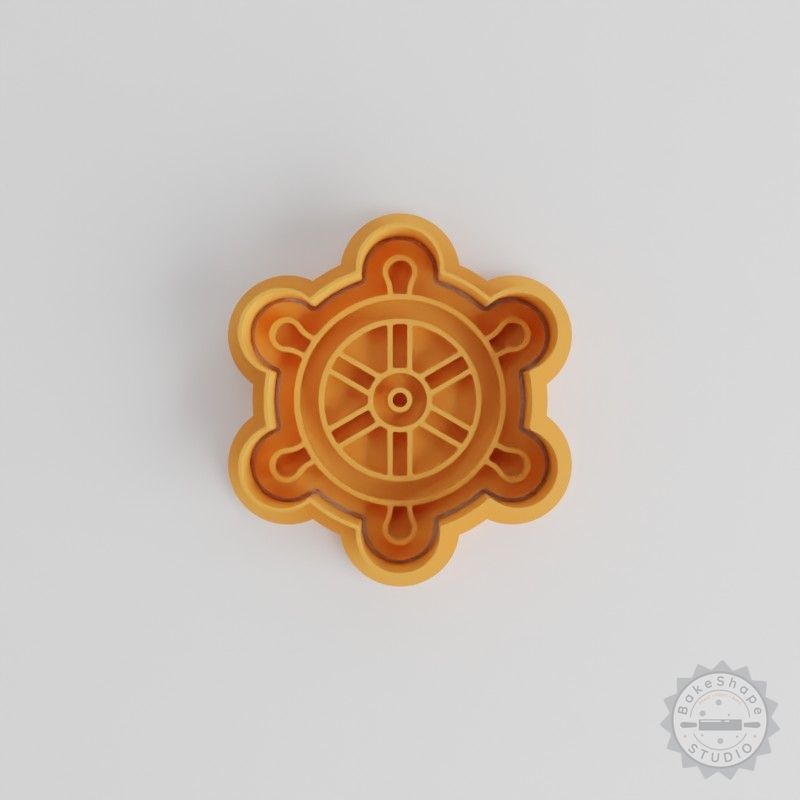 Pirate Steering Wheel Cookie Cutter and Stamp Set, 6-Piece, Perfect for Nautical Baking and Fondant