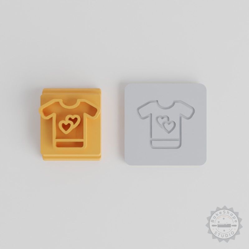 Valentine Stamp Tile T-Shirt, Casual Cotton Tee for Clay, Cookies, Fondant, Set of 5 Motif Sizes