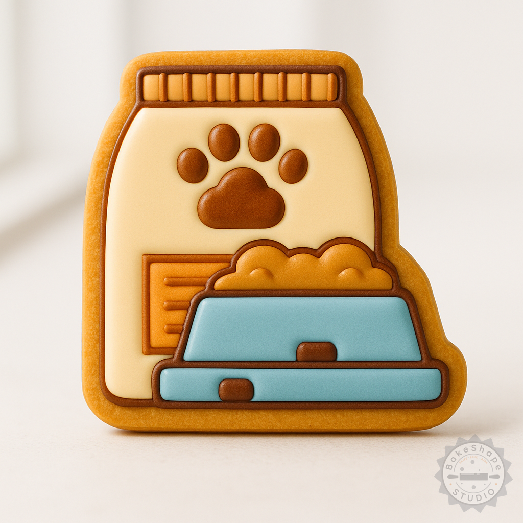 Decorated example 1 of Pet Food Shape Cutter & Stamp Set, 6-Piece, Perfect for Cookies & Fondant, Pet Kibble Design, Sizes S/M/L