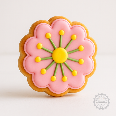 Decorated example 1 of Candytuft Flower Shape Cutter & Stamp Set for Cookies & Fondant - 6 Piece, 3 Sizes