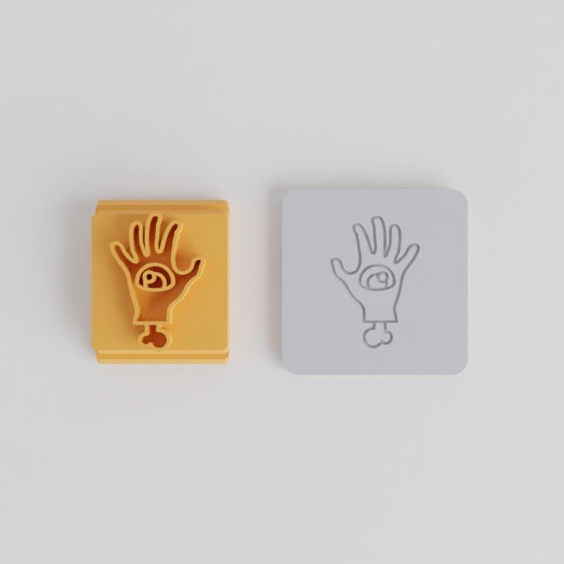Zombie Hand Stamp Tile Set, Clay Cookie Fondant Craft Tools, Horror Grip Designs, 5 Sizes