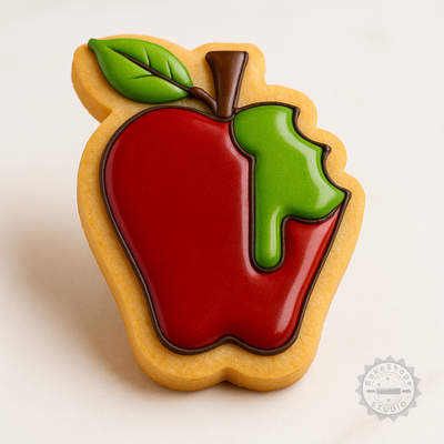 Decorated example 1 of Poison Apple Cookie Cutter Set, 6-Piece, S/M/L Sizes, Perfect for Fondant, Halloween Baking