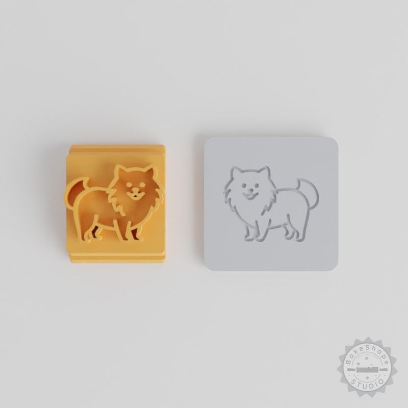 Pomeranian Stamp Tile Set, 5 Sizes Motif for Clay, Cookies, Fondant, Cute Dog Design