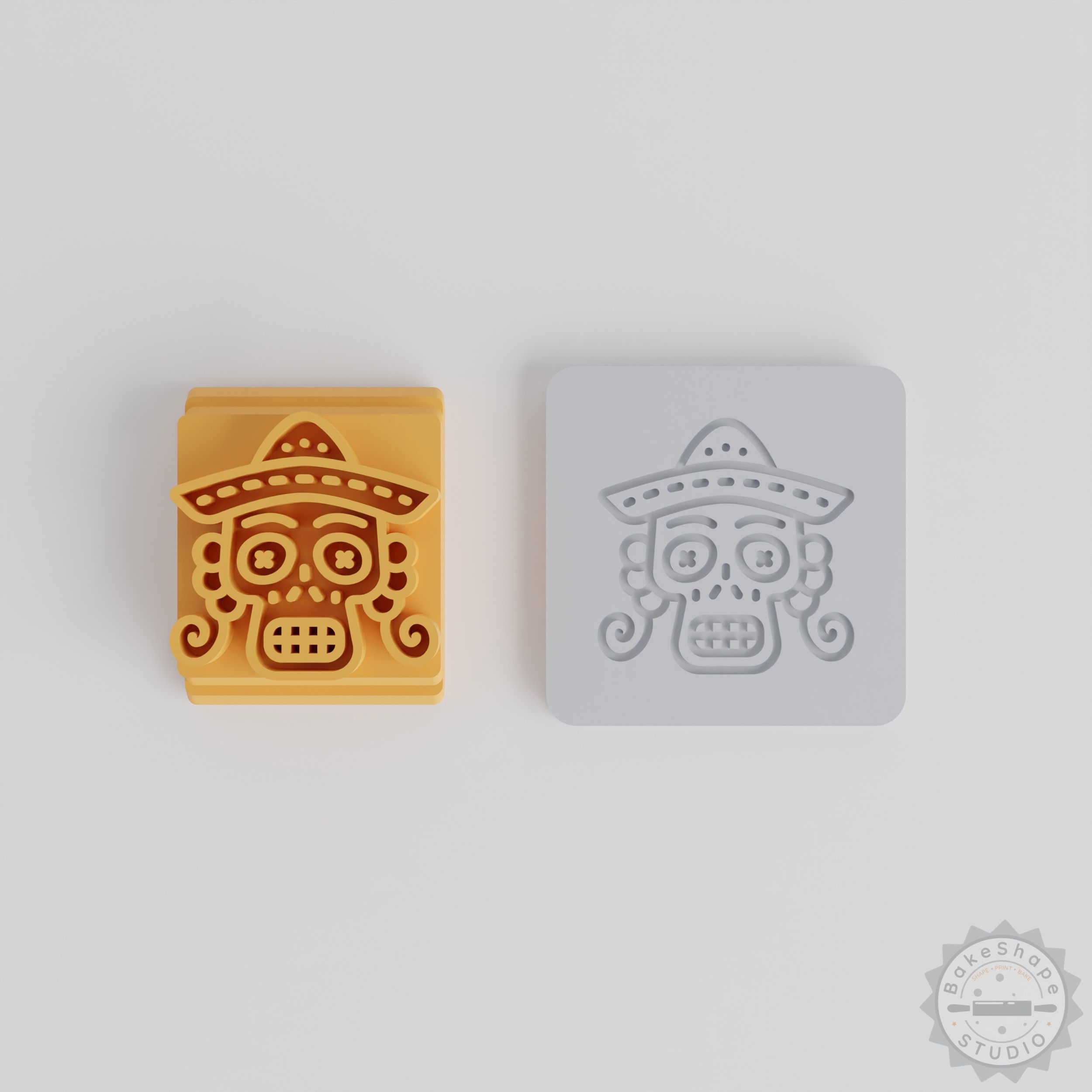 Skull Motif Stamp Tile Set for Clay, Cookies & Fondant – 5 Sizes, Sugar Skull Design