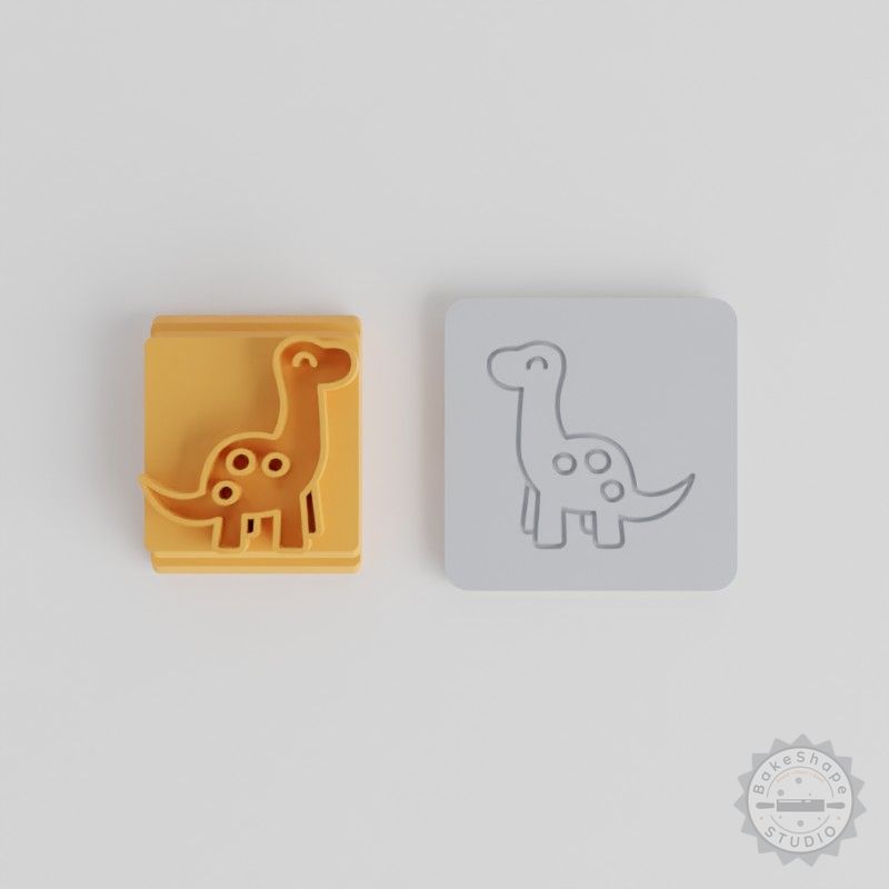 Brontosaurus Stamp Tile Set, 5-Piece, Dinosaur Clay & Fondant Motif Collection, 20-40 mm Sizes