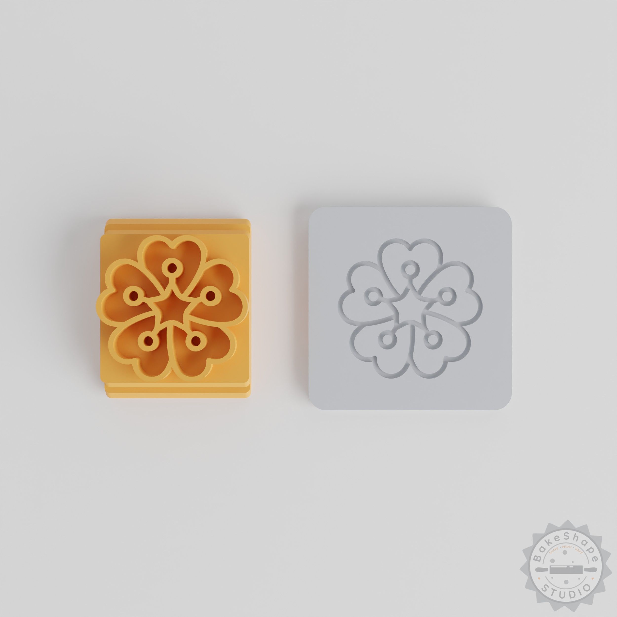 Blue Fax Stamp Tile Set for Clay, Cookies, Fondant in Multiple Sizes, Floral Design