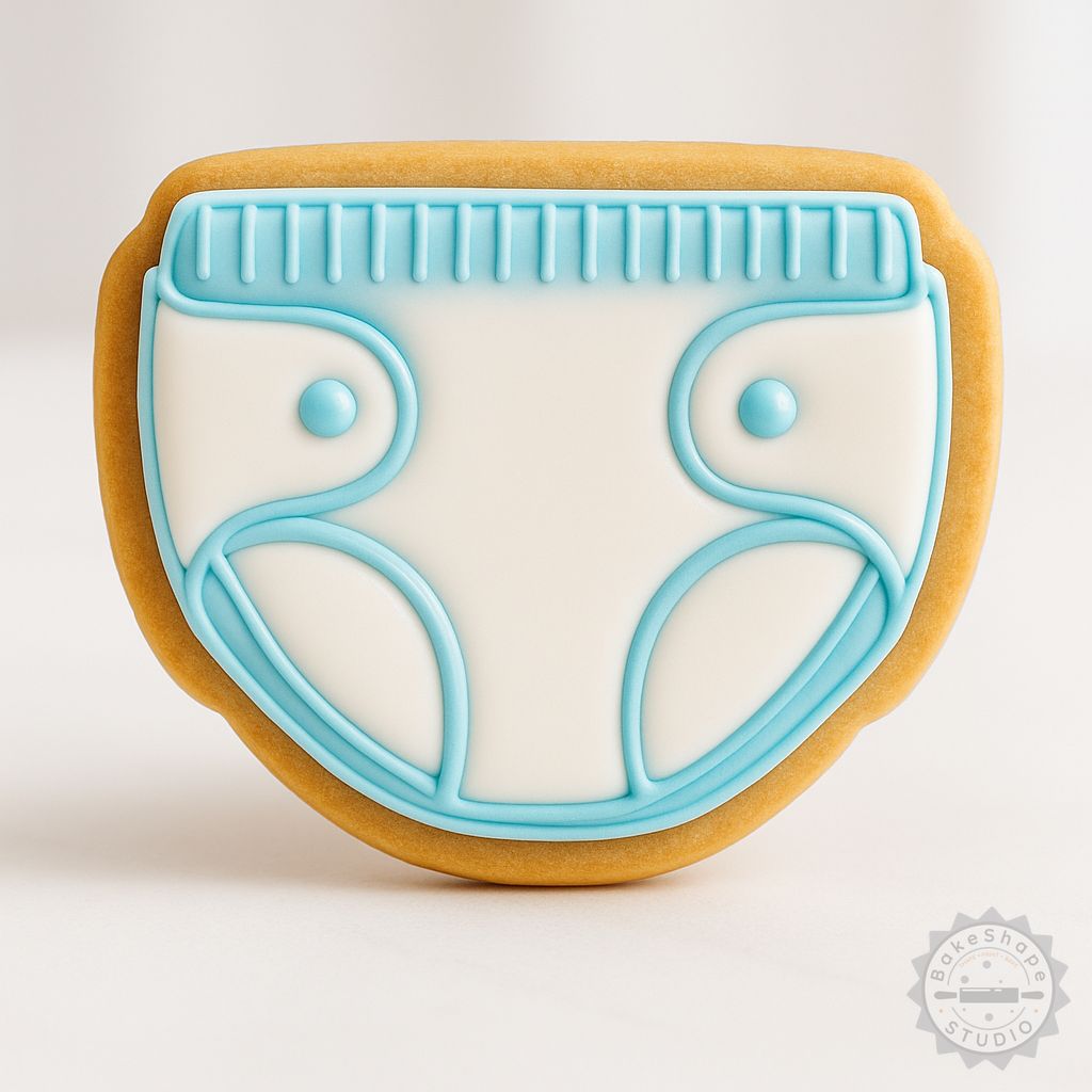 Baby diaper cookie cutter and stamp set STL for 3D printing, including multiple sizes for baking and fondant