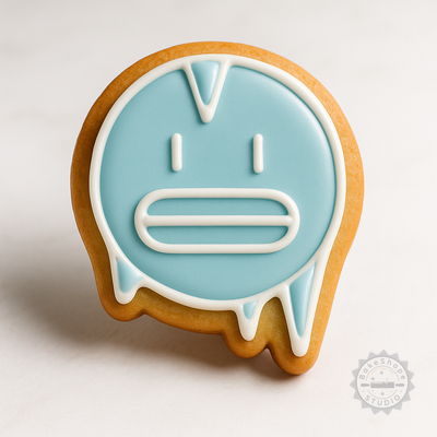 Decorated example 1 of Cold Emoji Shape Cutter and Stamp Set, 6-Piece Cookie, Fondant, Baking Set, S/M/L Sizes