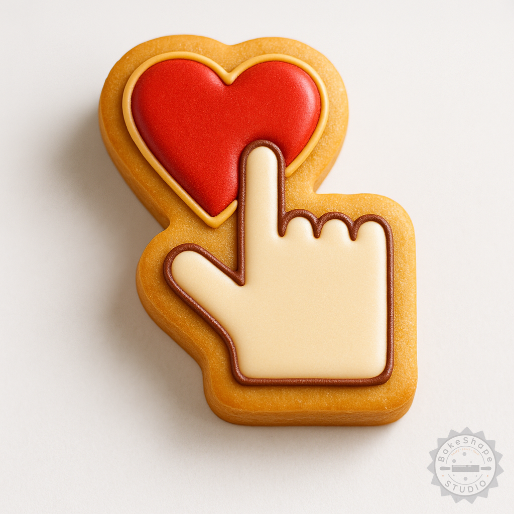 Decorated example 1 of Feelings Cookie Fondant Cutter Set, 6-Piece, Heart Gesture Valentine Love Sign